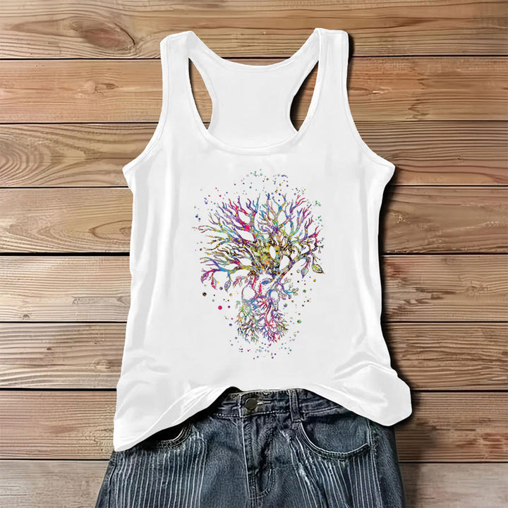 Olivenorma Branches of Light Watercolor Glitter Tree of Life Women's Tank - White - 3XL - image 2