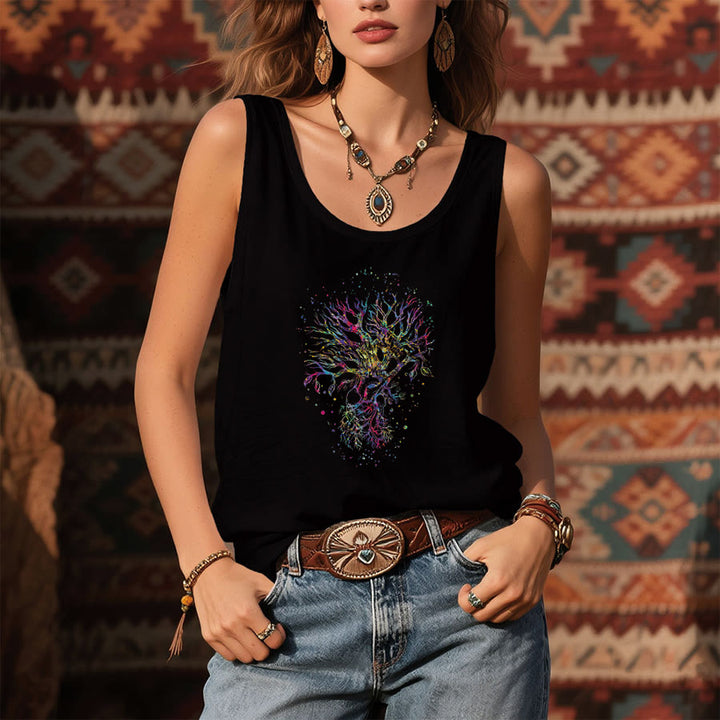 Olivenorma Branches of Light Watercolor Glitter Tree of Life Women's Tank - image 7