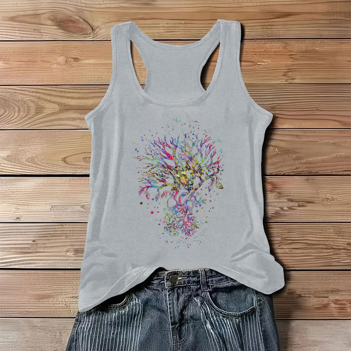 Olivenorma Branches of Light Watercolor Glitter Tree of Life Women's Tank - Gray - 3XL - image 0