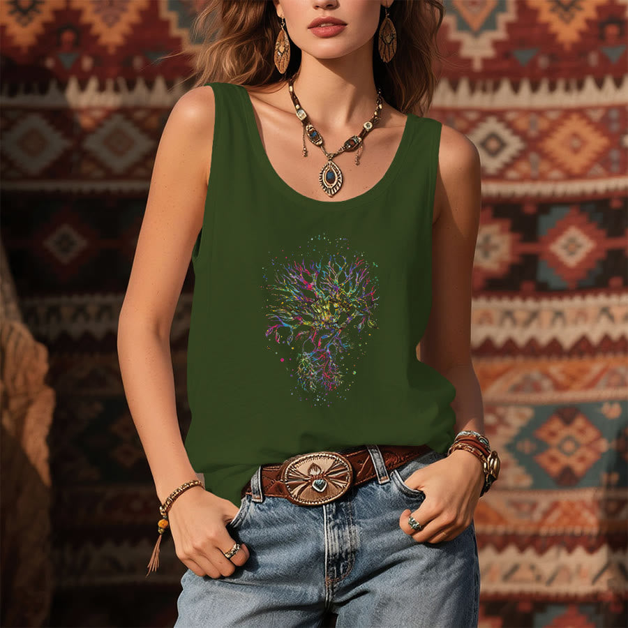 Olivenorma Branches of Light Watercolor Glitter Tree of Life Women's Tank - image 9