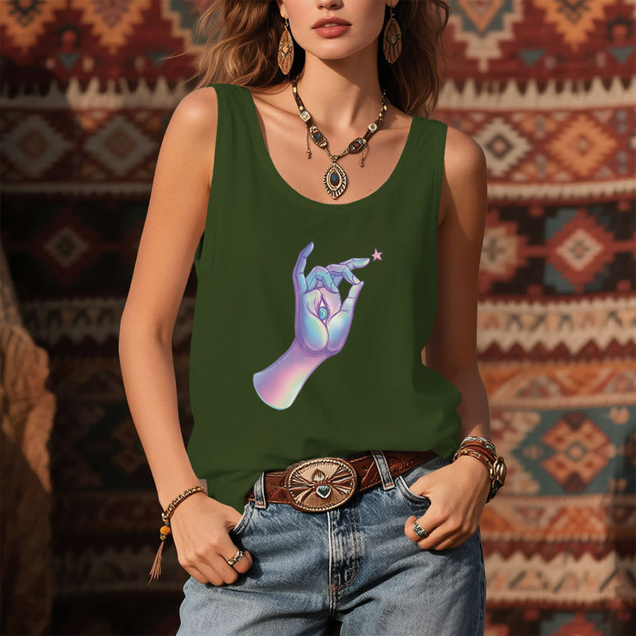 Olivenorma Magic in the Hand Holographic Hand & Evil Eye Women's Tank - image 9