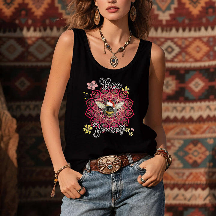 Olivenorma Bee Yourself Christmas Bee Mandala Women's Tank - image 5