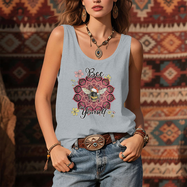 Olivenorma Bee Yourself Christmas Bee Mandala Women's Tank - image 7