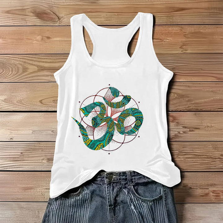 Olivenorma Sacred Om Serpent Tribal Pattern Om Symbol Women's Tank - White - 3XL - image 6