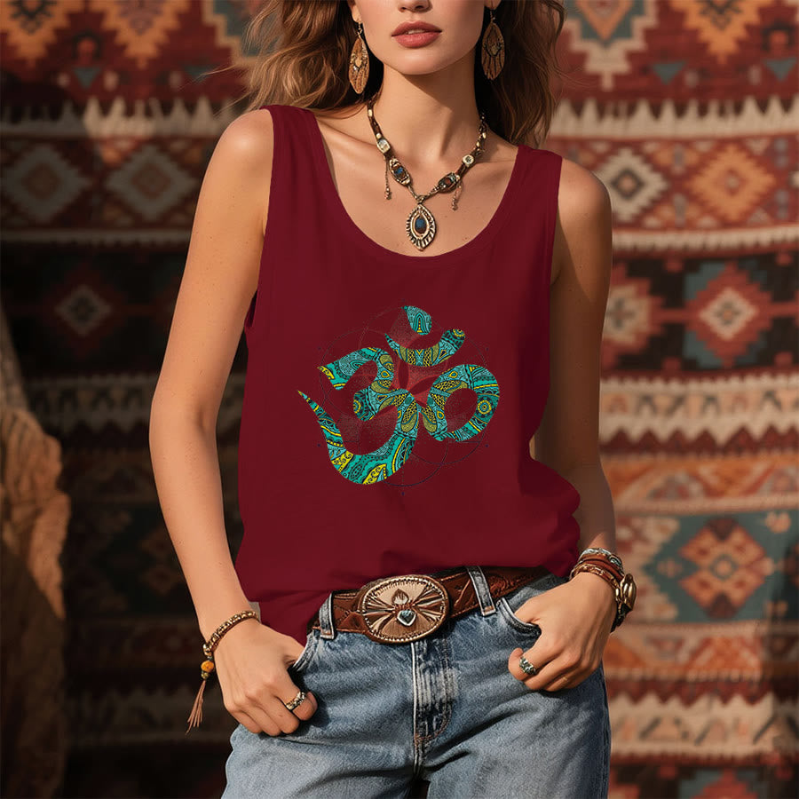 Olivenorma Sacred Om Serpent Tribal Pattern Om Symbol Women's Tank - image 5