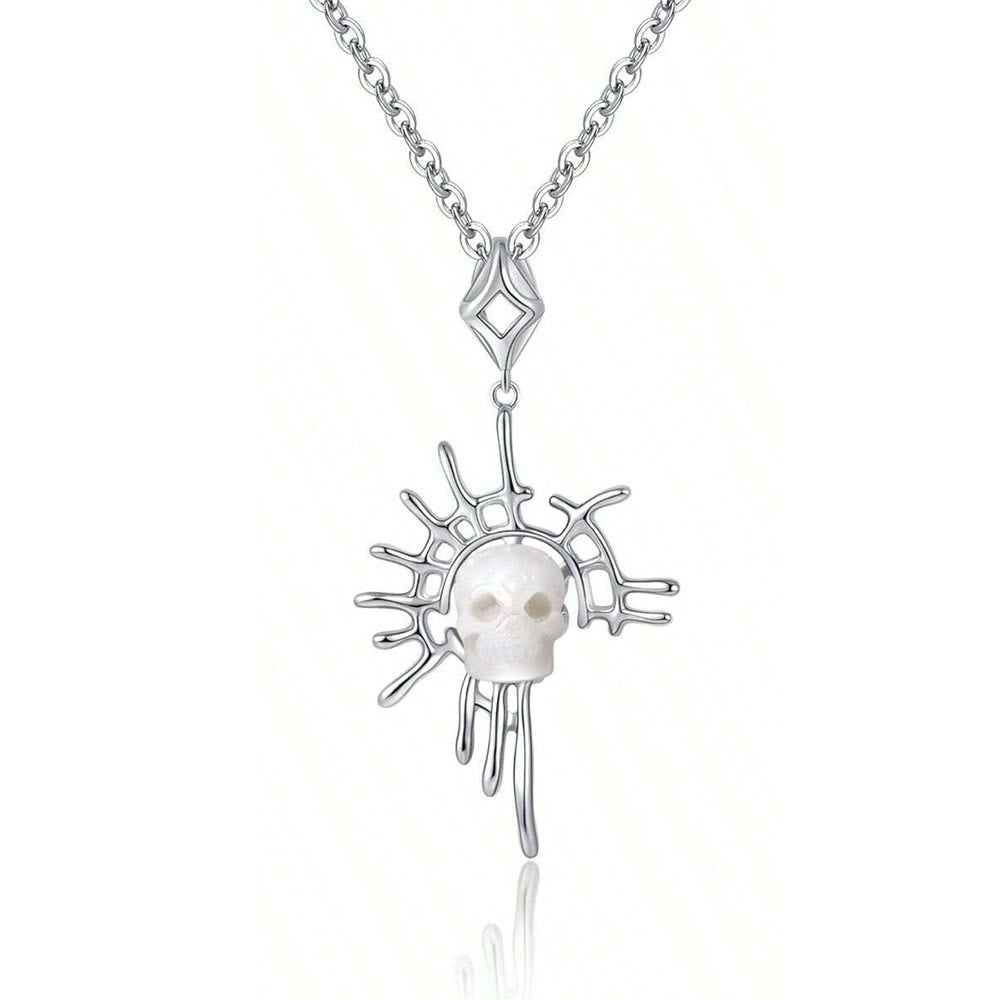 FREE Today: Skull Carved Pearl Dream Catcher Pendant Necklace - Silver - image 7