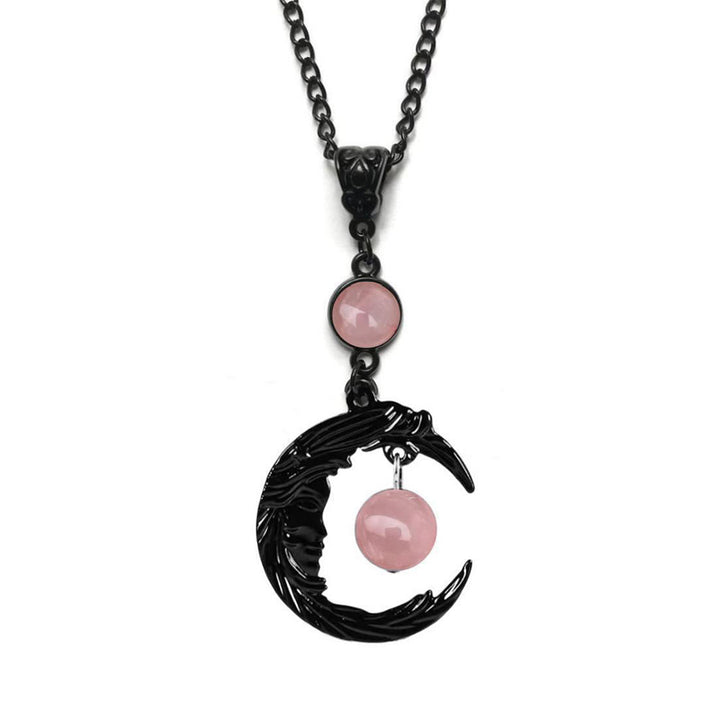 FREE Today: Crescent Moon Goddess Face Necklace Purple Amethyst & Opalite Glow-in-the-dark Witchy Pendant - Necklace Rose Quartz - image 11