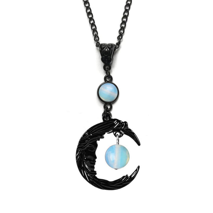FREE Today: Crescent Moon Goddess Face Necklace Purple Amethyst & Opalite Glow-in-the-dark Witchy Pendant - Necklace Opalite - image 8