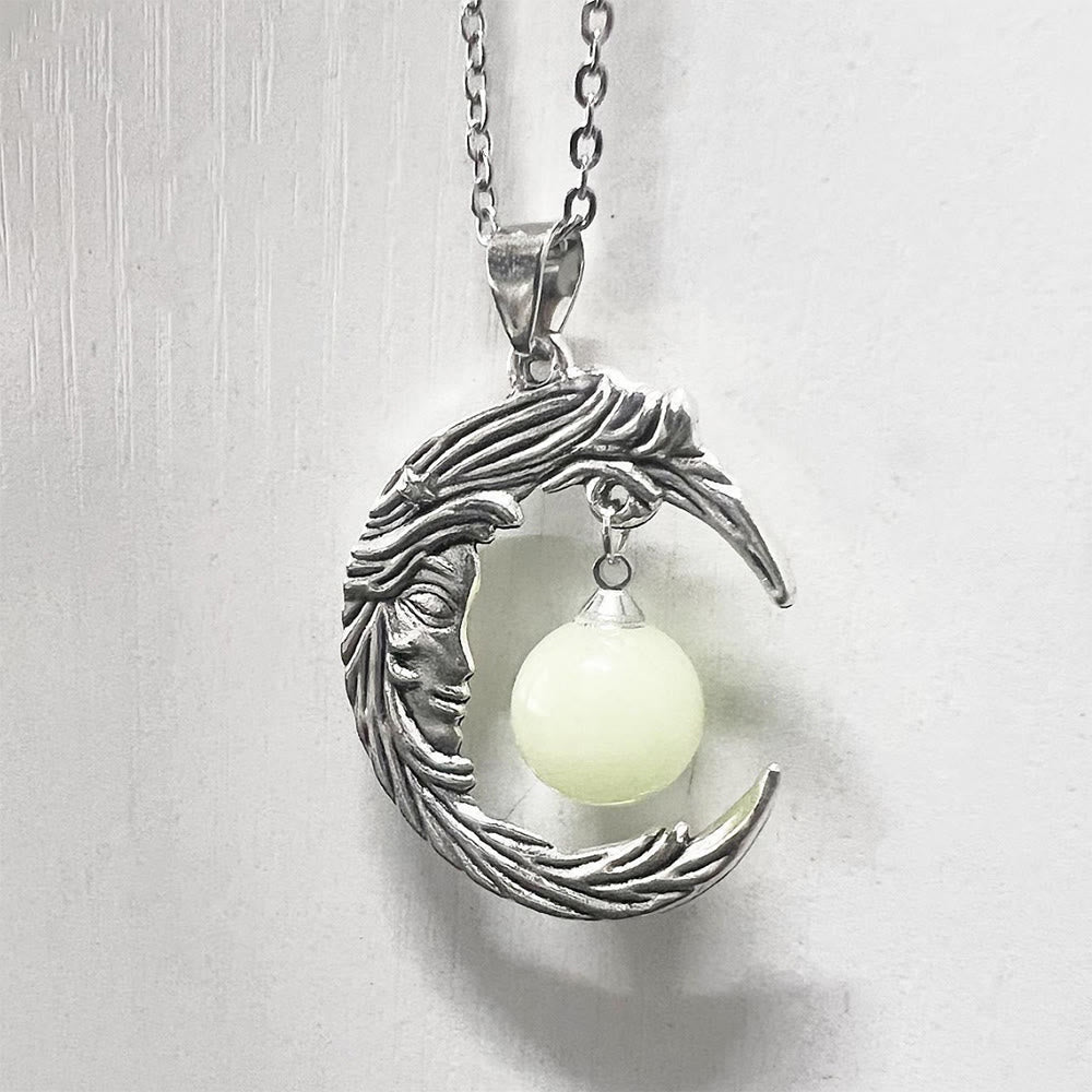 FREE Today: Crescent Moon Goddess Face Necklace Purple Amethyst & Opalite Glow-in-the-dark Witchy Pendant - image 15
