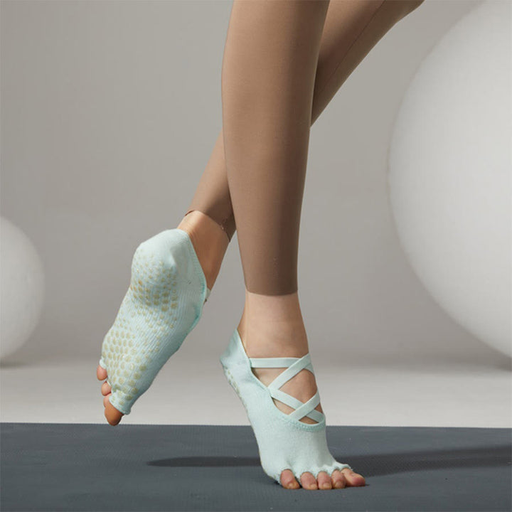 Olivenorma Anti-Slip Cross-Strap Socks for Yoga Pilates & Barre Women's Yoga Socks - Green - 10 Pairs - image 13