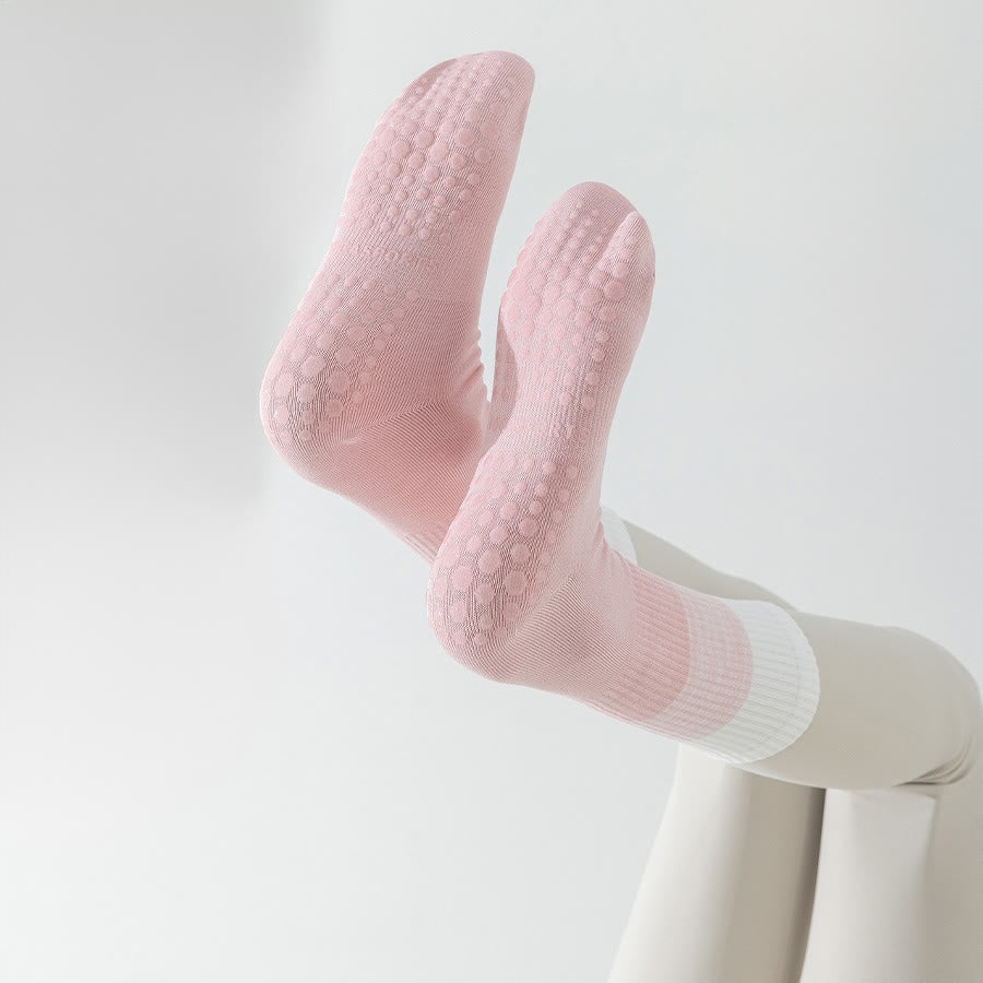 Olivenorma Two-Tone Crew Length Non-Slip Silicone Dot Women's Yoga Socks - image 7
