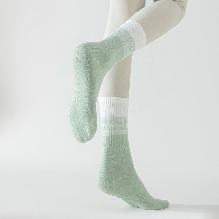 Olivenorma Two-Tone Crew Length Non-Slip Silicone Dot Women's Yoga Socks - image 20
