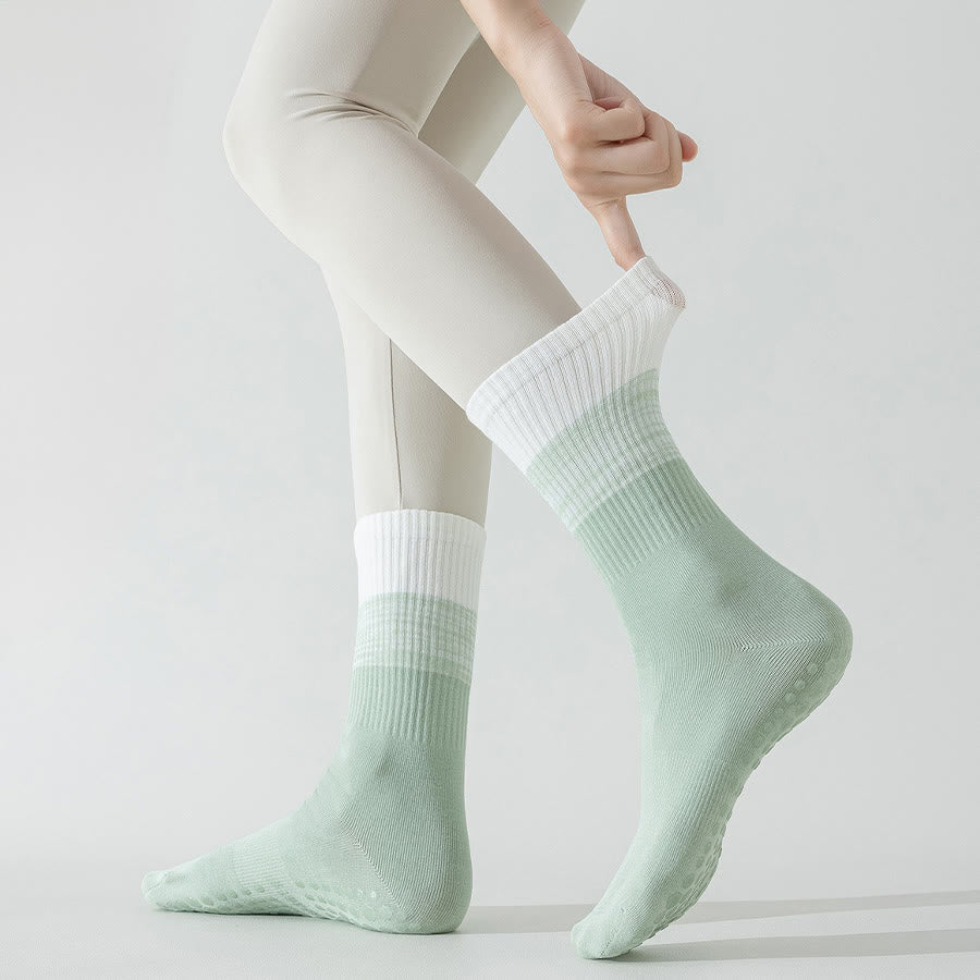 Olivenorma Two-Tone Crew Length Non-Slip Silicone Dot Women's Yoga Socks - image 22