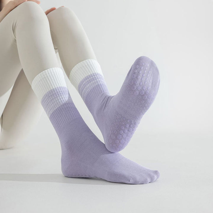Olivenorma Two-Tone Crew Length Non-Slip Silicone Dot Women's Yoga Socks - image 13