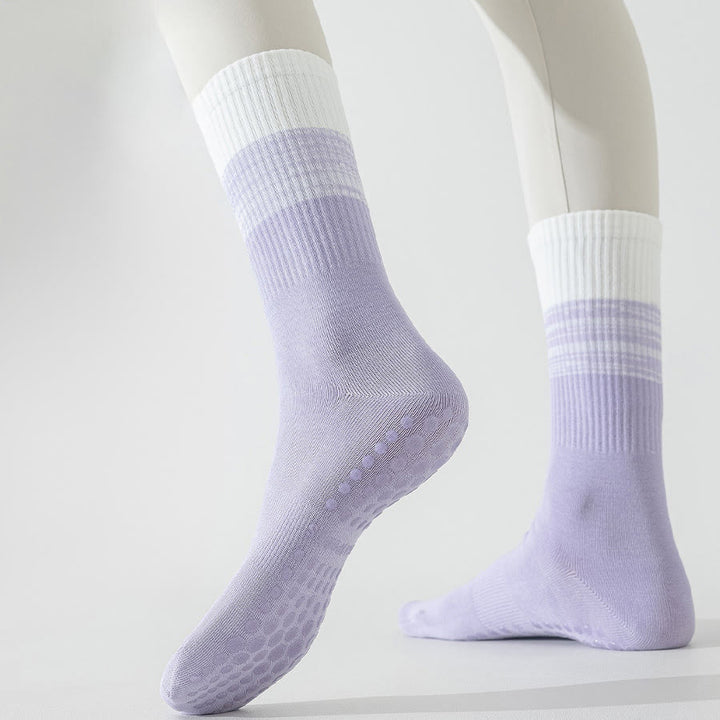 Olivenorma Two-Tone Crew Length Non-Slip Silicone Dot Women's Yoga Socks - image 14