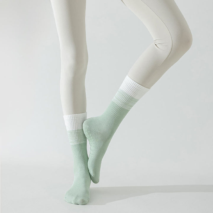 Olivenorma Two-Tone Crew Length Non-Slip Silicone Dot Women's Yoga Socks - image 21