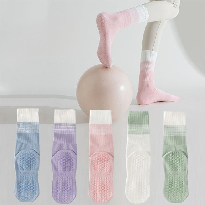 Olivenorma Two-Tone Crew Length Non-Slip Silicone Dot Women's Yoga Socks - image 1