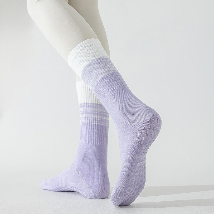 Olivenorma Two-Tone Crew Length Non-Slip Silicone Dot Women's Yoga Socks - image 16
