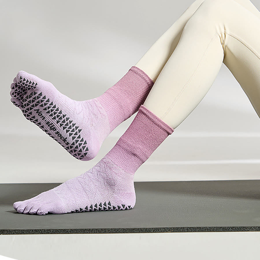 Olivenorma Stylish Tie-Dye Five-Toe Non-Slip for Indoor Workouts Women's Yoga Socks - image 12