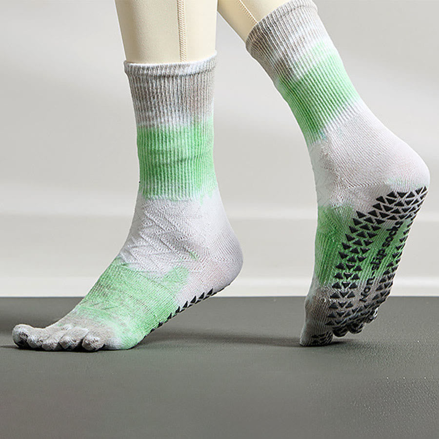 Olivenorma Stylish Tie-Dye Five-Toe Non-Slip for Indoor Workouts Women's Yoga Socks - image 5