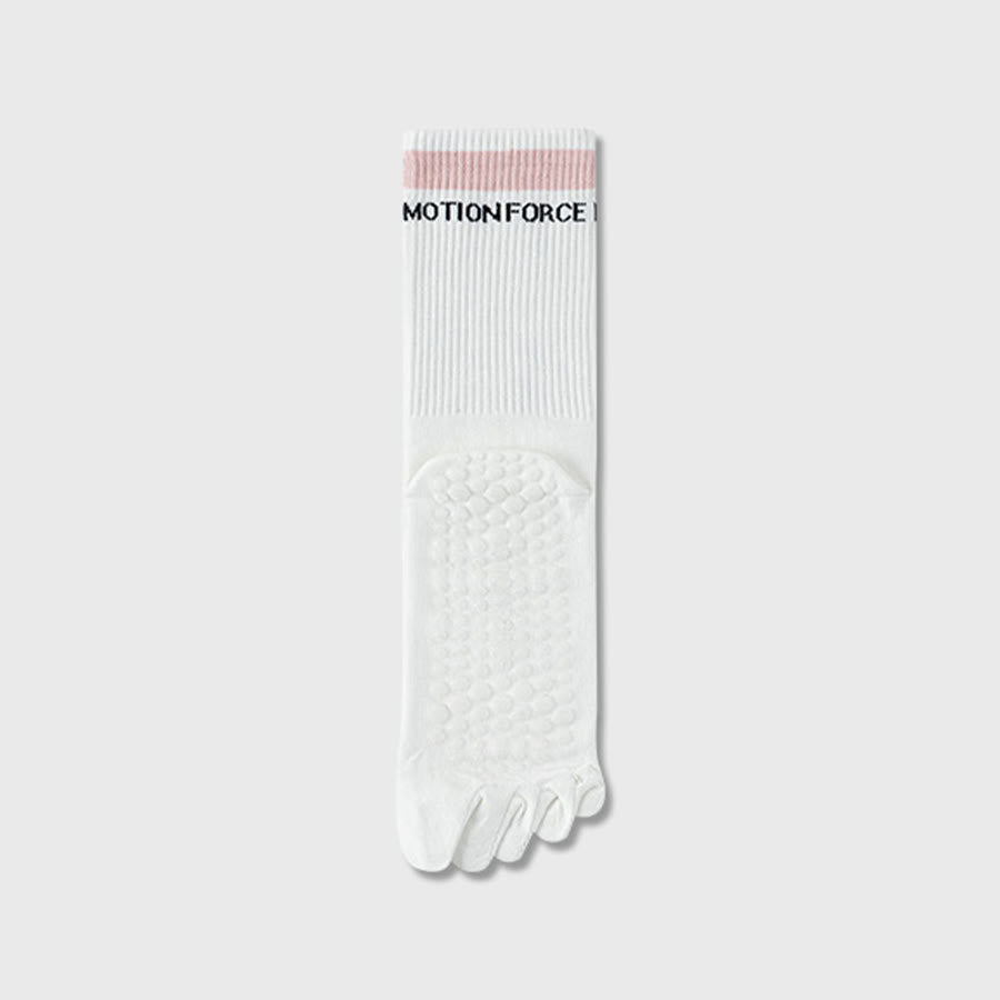 Olivenorma Secure-Fit Five-Toe Crew Non-Slip with Contrast Cuff Women's Yoga Socks - White-Pink - 10 Pairs - image 7
