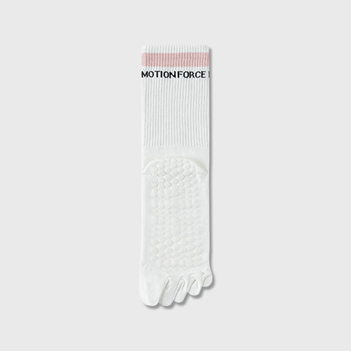 Olivenorma Secure-Fit Five-Toe Crew Non-Slip with Contrast Cuff Women's Yoga Socks - White-Pink - 10 Pairs - image 7