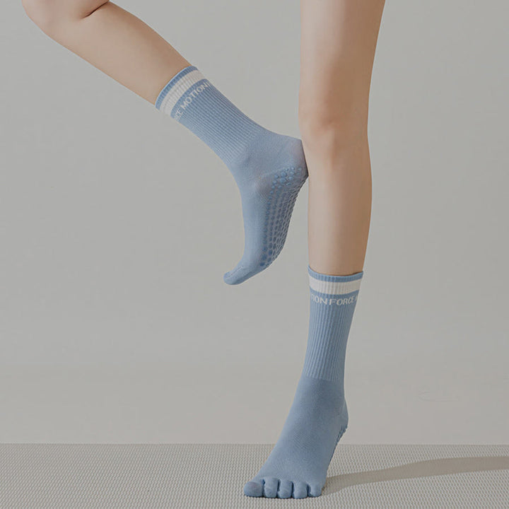 Olivenorma Secure-Fit Five-Toe Crew Non-Slip with Contrast Cuff Women's Yoga Socks - image 14