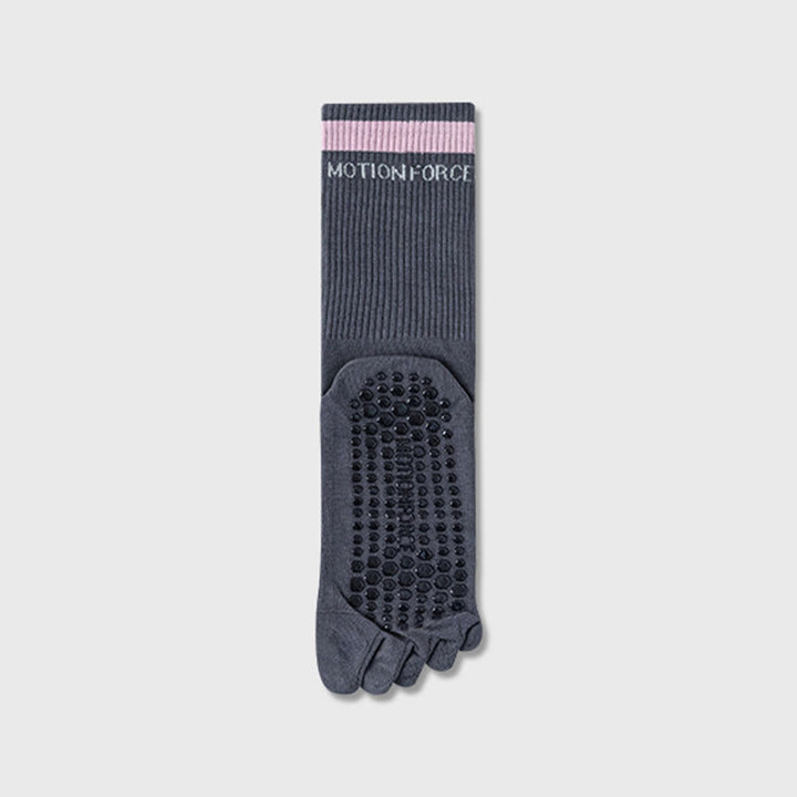 Olivenorma Secure-Fit Five-Toe Crew Non-Slip with Contrast Cuff Women's Yoga Socks - Gray - 10 Pairs - image 17