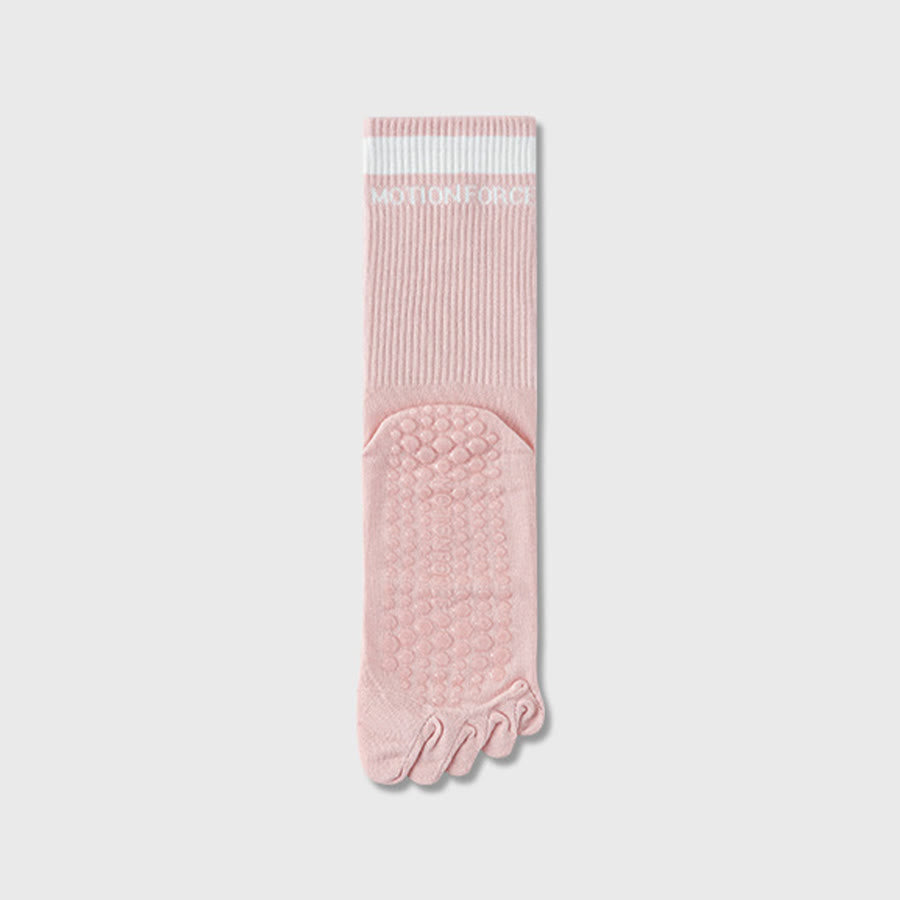 Olivenorma Secure-Fit Five-Toe Crew Non-Slip with Contrast Cuff Women's Yoga Socks - Pink - 10 Pairs - image 16