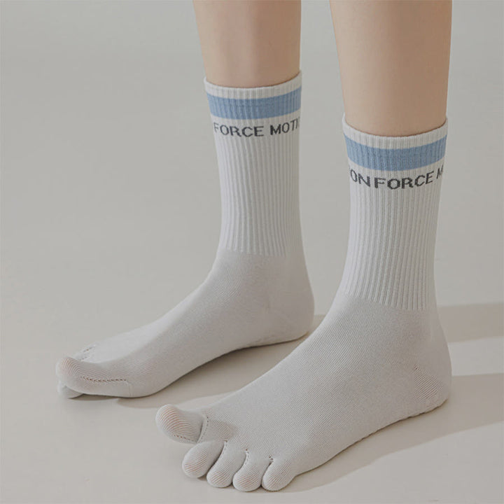 Olivenorma Secure-Fit Five-Toe Crew Non-Slip with Contrast Cuff Women's Yoga Socks - image 9