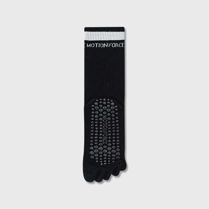 Olivenorma Secure-Fit Five-Toe Crew Non-Slip with Contrast Cuff Women's Yoga Socks - Black - 10 Pairs - image 18