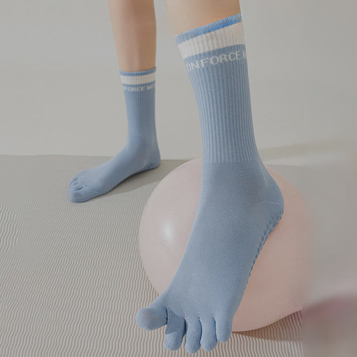 Olivenorma Secure-Fit Five-Toe Crew Non-Slip with Contrast Cuff Women's Yoga Socks - image 12