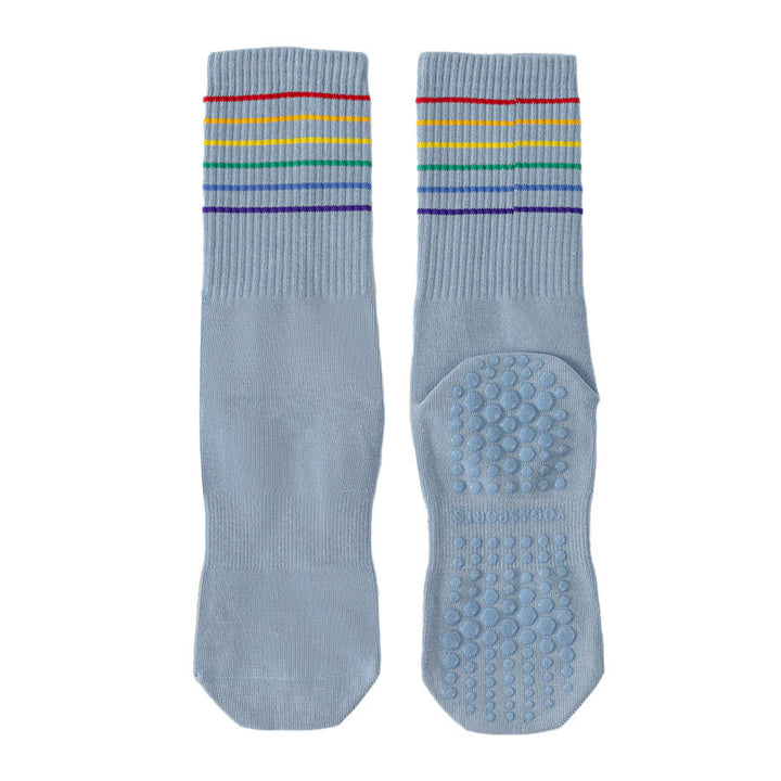 Olivenorma Rainbow Stripe Crew Length Non-Slip Shock Absorbing Women's Yoga Socks - Blue - 10 Pairs - image 19
