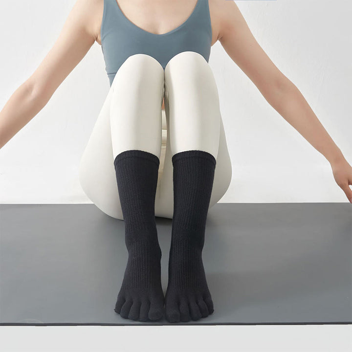 Olivenorma Stable Traction Five-Toe Calf Non-Slip for Yoga Practice Women's Yoga Socks - Black - 10 Pairs - image 16