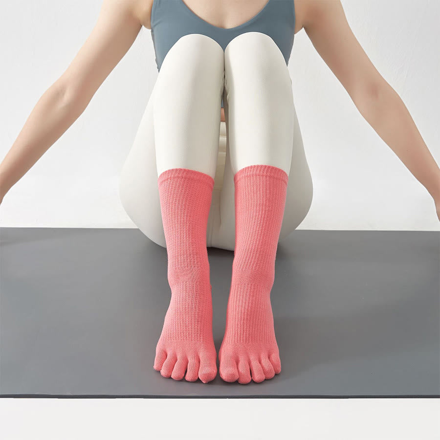 Olivenorma Stable Traction Five-Toe Calf Non-Slip for Yoga Practice Women's Yoga Socks - Pink - 10 Pairs - image 12