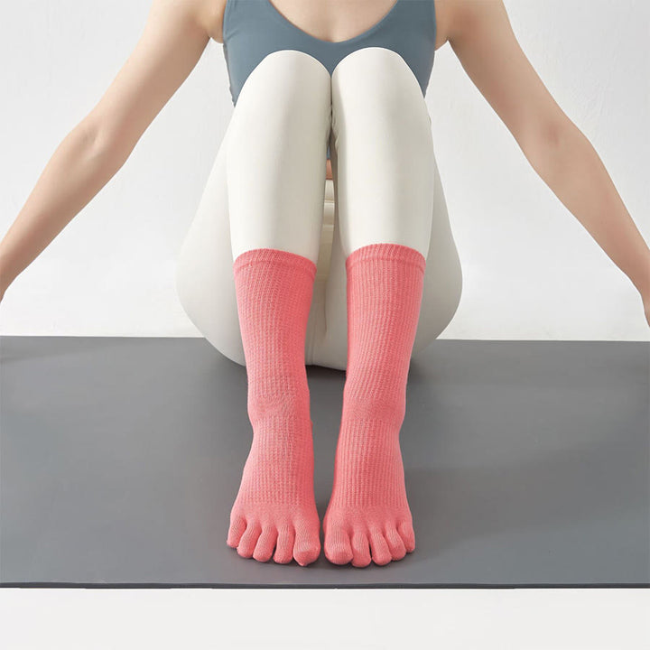 Olivenorma Stable Traction Five-Toe Calf Non-Slip for Yoga Practice Women's Yoga Socks - Pink - 10 Pairs - image 12