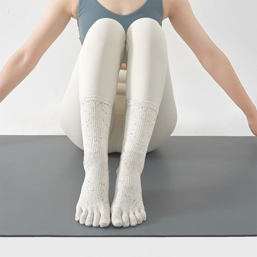 Olivenorma Stable Traction Five-Toe Calf Non-Slip for Yoga Practice Women's Yoga Socks - White - 10 Pairs - image 6