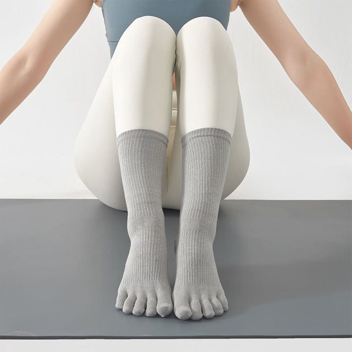 Olivenorma Stable Traction Five-Toe Calf Non-Slip for Yoga Practice Women's Yoga Socks - Gray - 10 Pairs - image 8