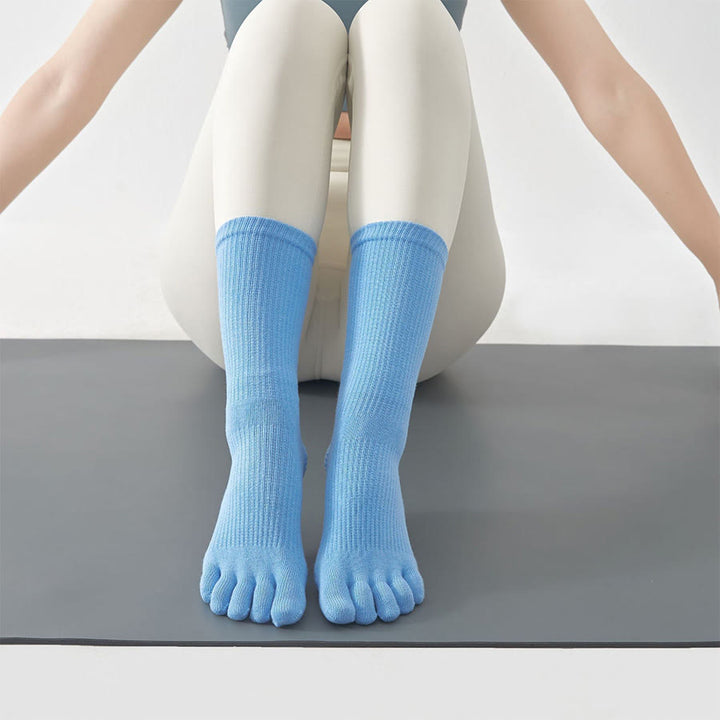 Olivenorma Stable Traction Five-Toe Calf Non-Slip for Yoga Practice Women's Yoga Socks - Blue - 10 Pairs - image 1