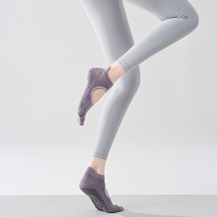 Olivenorma Multi-Sport Five-Toe Non-Slip Socks with Open Side Women's Yoga Socks - Deep Purple & Full Toe - 10 Pairs - image 13