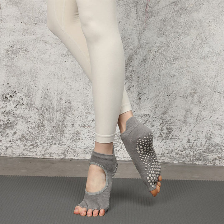 Olivenorma Multi-Sport Five-Toe Non-Slip Socks with Open Side Women's Yoga Socks - Cool Light Grey & Open Toe - 10 Pairs - image 23