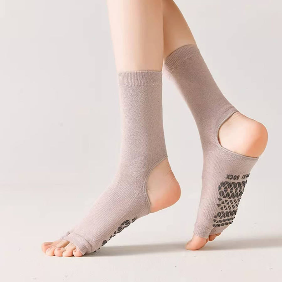 Olivenorma Breathable Mid-Calf Non-Slip Socks with Open Toe & Heel Women's Yoga Socks - image 14