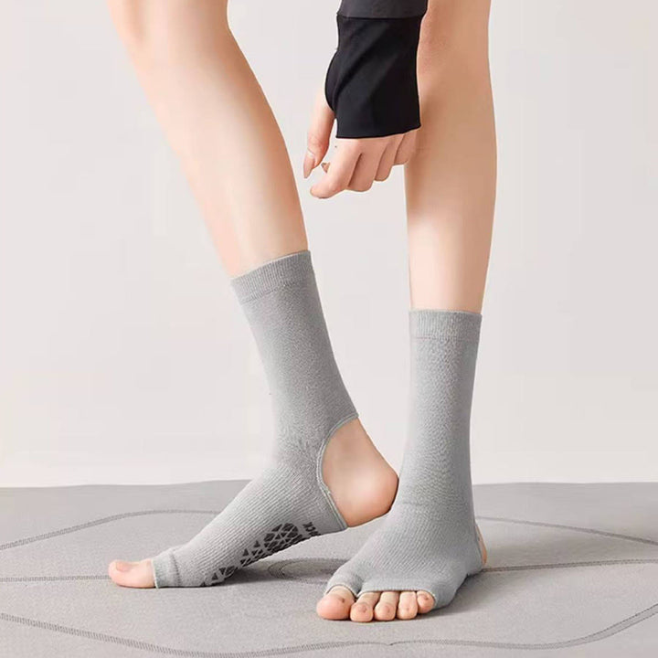 Olivenorma Breathable Mid-Calf Non-Slip Socks with Open Toe & Heel Women's Yoga Socks - image 10