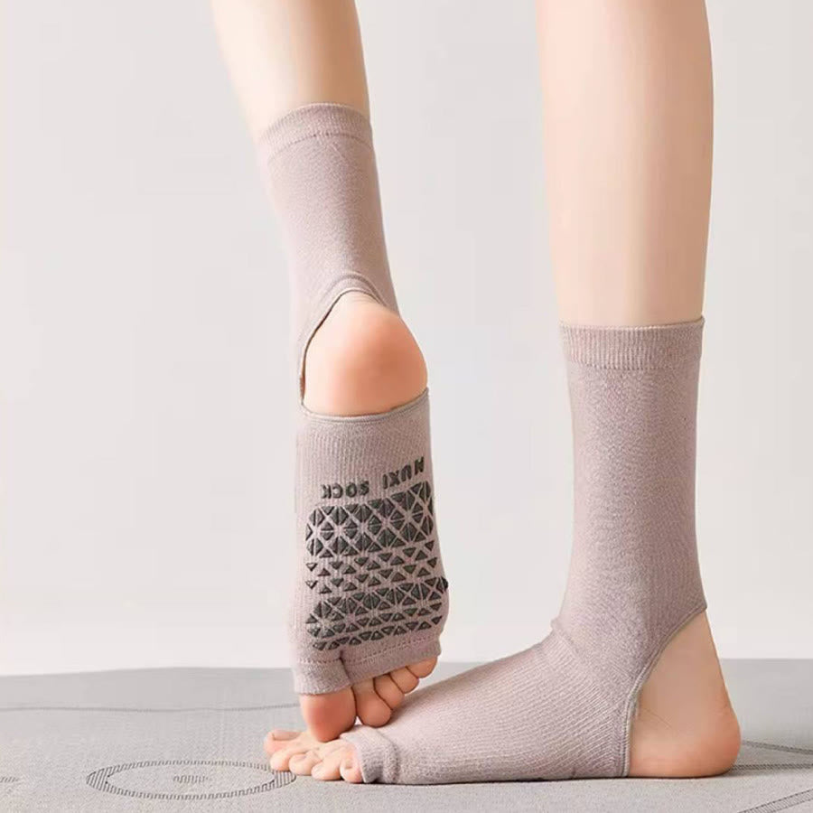 Olivenorma Breathable Mid-Calf Non-Slip Socks with Open Toe & Heel Women's Yoga Socks - image 15