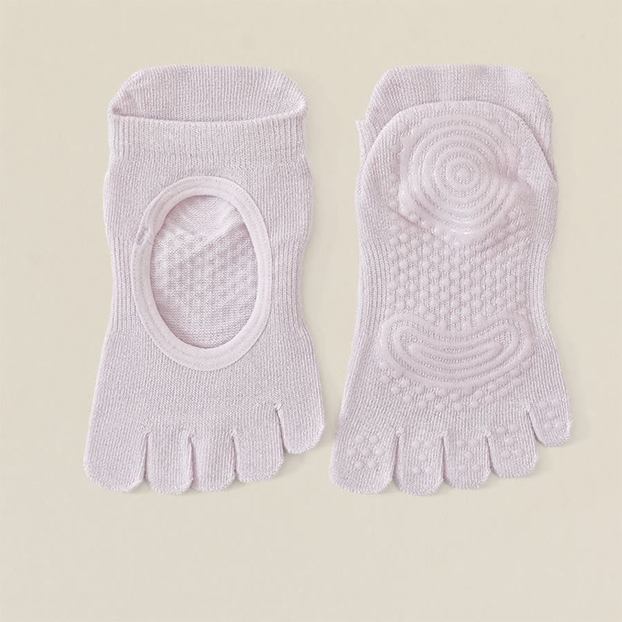 Olivenorma Professional Anti-Slip Five-Toe Socks for Pilates & Jump Rope Women's Yoga Socks - Light Purple - 10 Pairs - image 11