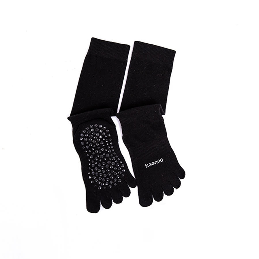 Olivenorma Knee-High Five-Toe Non-Slip Grip for Warmth & Stability Women's Yoga Socks - Black - 10 Pairs - image 8
