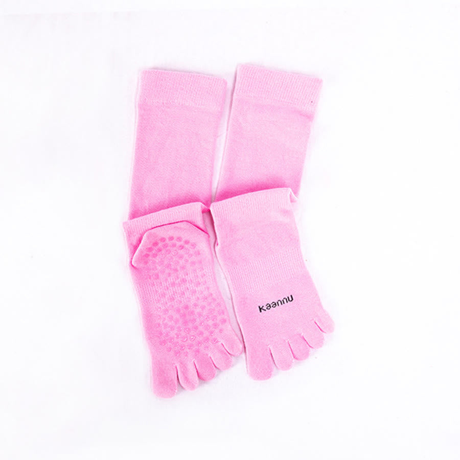 Olivenorma Knee-High Five-Toe Non-Slip Grip for Warmth & Stability Women's Yoga Socks - Pink - 10 Pairs - image 10