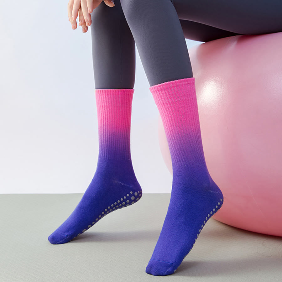 Olivenorma Gradient Color Crew Length Non-Slip Silicone Full Sole Traction Women's Yoga Socks - image 6