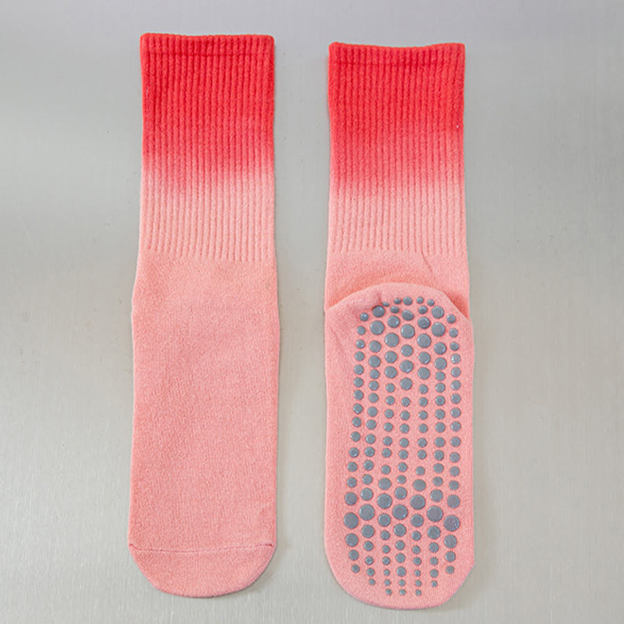 Olivenorma Gradient Color Crew Length Non-Slip Silicone Full Sole Traction Women's Yoga Socks - Pink Red - 10 Pairs - image 18