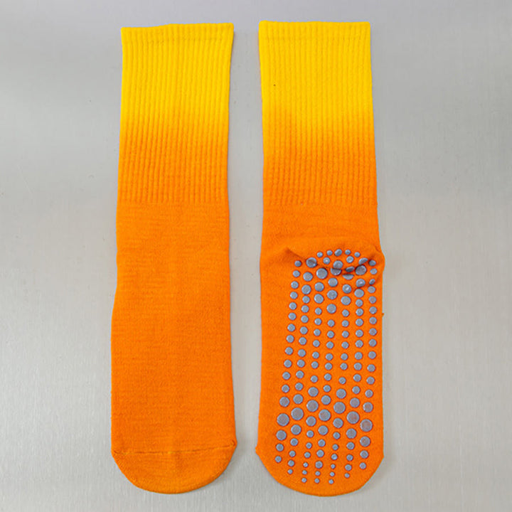Olivenorma Gradient Color Crew Length Non-Slip Silicone Full Sole Traction Women's Yoga Socks - Orange - 10 Pairs - image 7